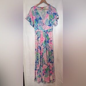 Lilly Pulitzer Jessi Midi Dress Peony For Your Thoughts M